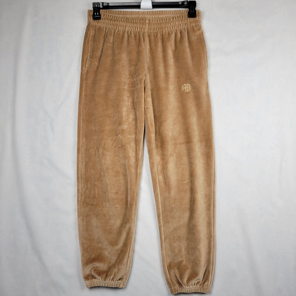 ANINE BING Velour Cotton Blend TRACK PANTS Womens Small